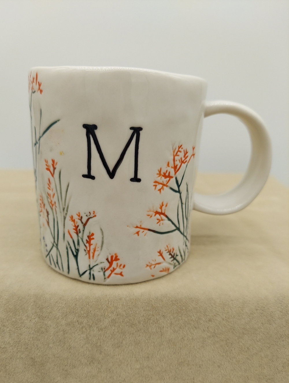 Sold Put! Dagny Flower Pattern Anthropologie Monogrammed Mug Initial Letter M